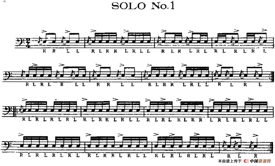 美国军鼓 SOLO No.1—5 （爵士鼓谱）(1)_原文件名：美国军鼓150条精华SOLO系列之《SOLO No.1》.png