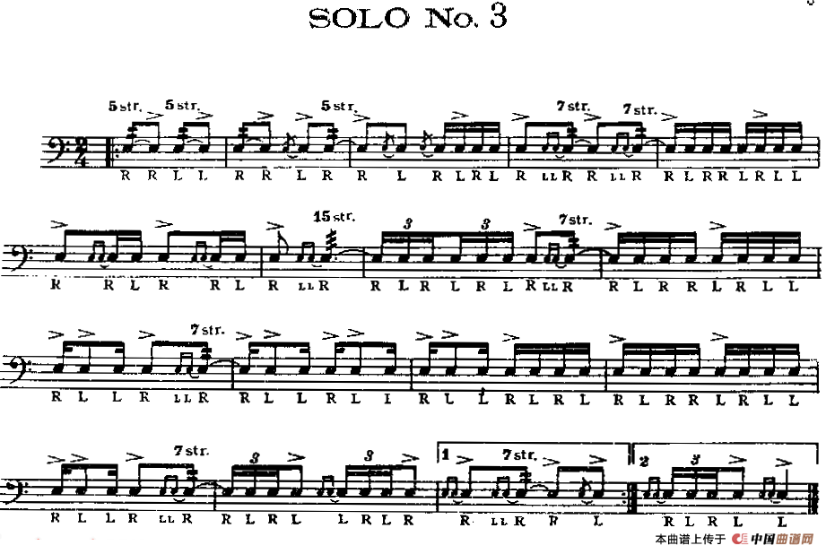 美国军鼓 SOLO No.1—5 （爵士鼓谱）(1)_原文件名：美国军鼓150条精华SOLO系列之《SOLO No.3》.png