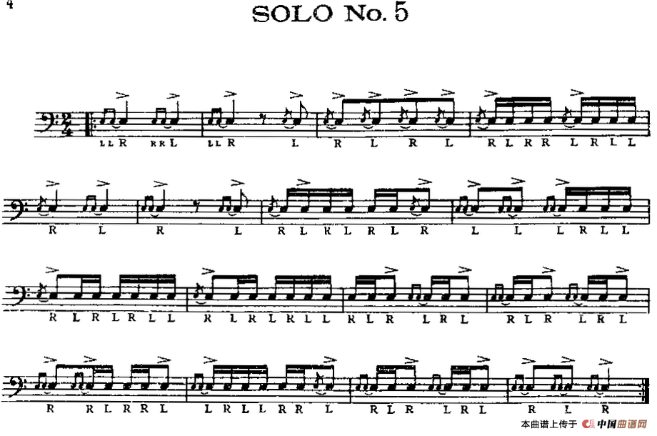 美国军鼓 SOLO No.1—5 （爵士鼓谱）(1)_原文件名：美国军鼓150条精华SOLO系列之《SOLO No.5》.png