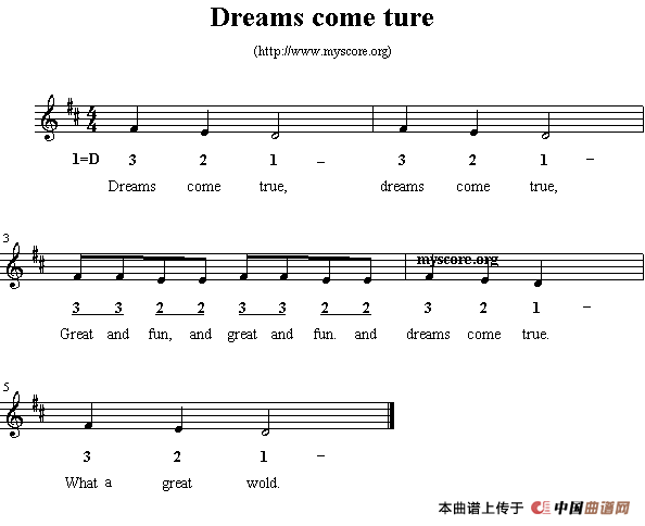 Dreams come ture（英文儿歌、线简谱混排版）(1)_原文件名：1.gif